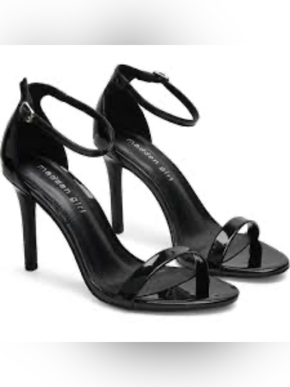Madden Girl Black Patent Ankle-Strap Stiletto Sandals size 9